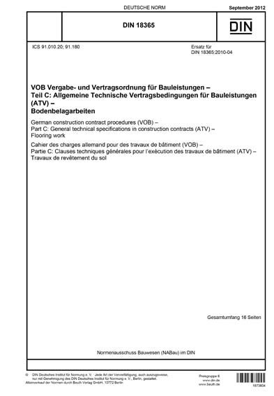 Din De Vob Vergabe Und Vertragsordnung F R Bauleistungen