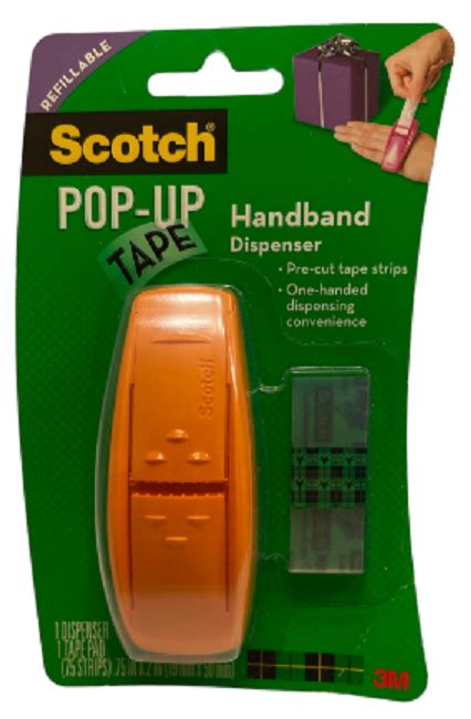 Scotch Pop Up Tape Handband Dispenser W 1 Refill Pad W 75 Strips