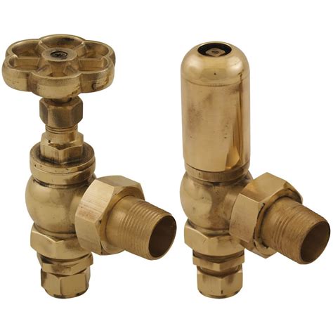 Chatsworth Traditional Daisy Wheel Angled Radiator Valves Brass