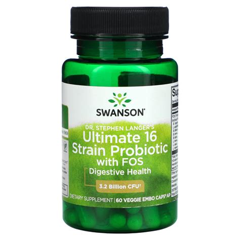 Swanson Ultimate 16 Strain Probiotic With FOS 3 2 Billion CFU 60