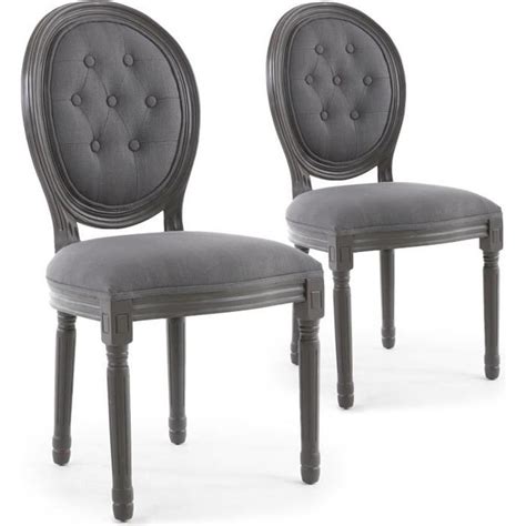 Lot De Chaises De Style M Daillon Louis Xvi Bois Gris Tissu