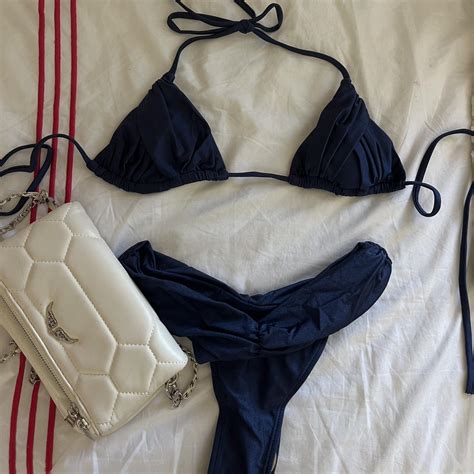 Navy Blue Bikini Set Cinches Waist And Makes You Depop