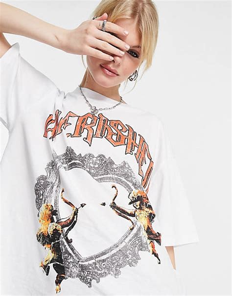 Asos Design Oversize T Shirt In Weiß Mit „cherished“ Grafikprint Asos