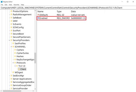 Transport Layer Security Tls Registry Settings Microsoft Learn