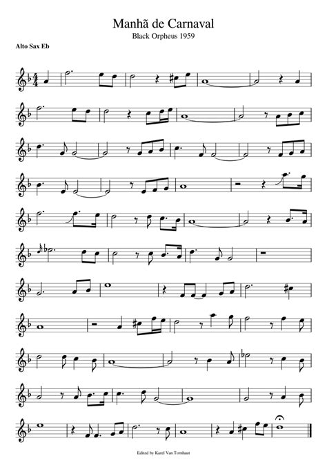 Manhã De Carnaval Sheet Music For Saxophone Alto Solo