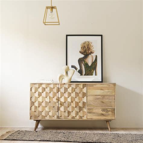 Retro Mango Wood Large Sideboard Casa Bella Furniture Uk