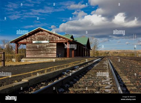 Glacier Park Train Depot, Glacier National Park, East Glacier Stock ...