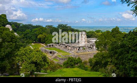 Aerial Panorama Of Palenque Archaeological Site A Pre Columbian Maya