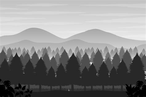 Silhouette shadow of forest scene 19850156 Vector Art at Vecteezy