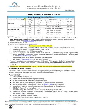 Fillable Online Conforming And High Balance Loan Amounts Fax Email