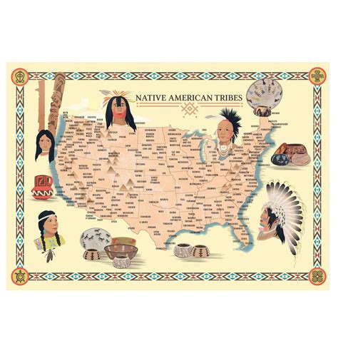 Map of Native American Indian Tribes in the USA History Poster ...