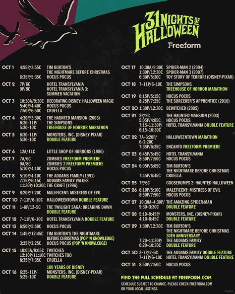 31 Nights Of Halloween 2024 Schedule Usa Denny Felicle