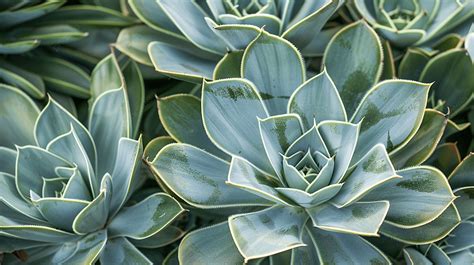 Tanaman Sukulen Menutup Detail Daun Segar Dari Agave Victoriae Reginae