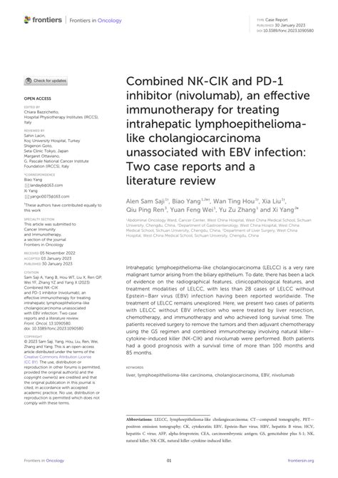 (PDF) Combined NK-CIK and PD-1 inhibitor (nivolumab), an effective immunotherapy for treating ...