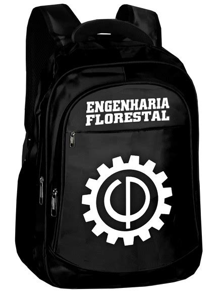 Mochila Engenharia Florestal Bolsa Faculdade Pasta Preta Elo