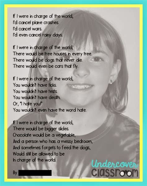 Undercover Classroom If I Were In Charge Of The World Poem Free Template