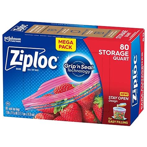 Ziploc Medium Storage Bags 1 Qt 80box 314471 Staples