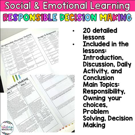 Responsible Decision Making SEL Curriculum Lesson Plans SEL