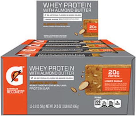 Gatorade Whey Protein With Almond Butter Protein Bars - 12, Nutrition ...