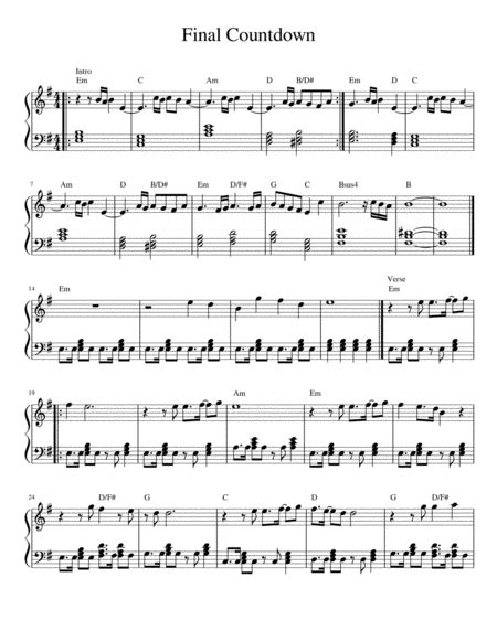 Final Countdown Arr Nicoletta Cleto Sheet Music Europe