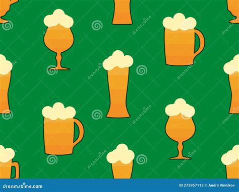 Beer Mug Seamless Pattern Beer With Foam In Glasses Of Various Shapes