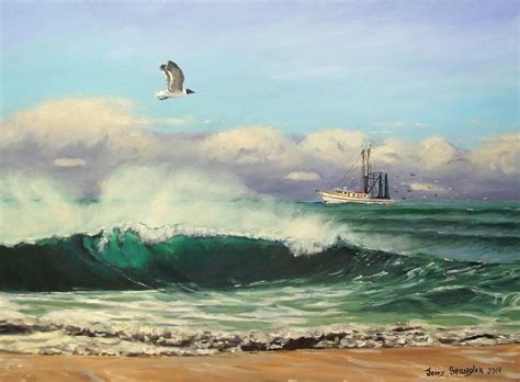 Rough Day At The Beach Painting By Jerry Spangler Fine Art America