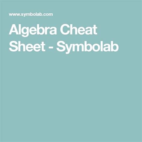 Algebra Cheat Sheet - Symbolab