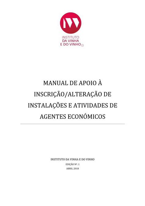 PDF MANUAL DE APOIO À INSCRIÇÃO ALTERAÇÃO DE INSTALAÇÕES E