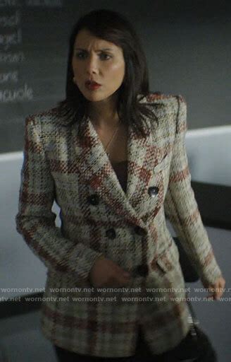 Wornontv Brees Plaid Tweed Blazer On Chucky Lexa Doig Clothes And