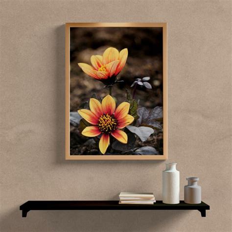 Quadro Decorativo Paisagem Flor P Talas Amarela Wallze