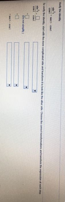 Solved Verify The Identity Sint Cost Sect Cos To Verify Chegg