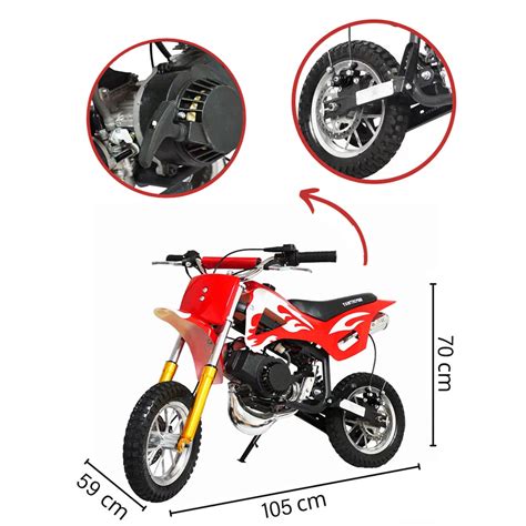 Mini Moto Dirt Cross 49cc Motor 2 Tempos Partida Manual WVDB 006V