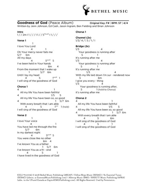 Goodness Of God Lyrics Bethel Music Chords Chordify