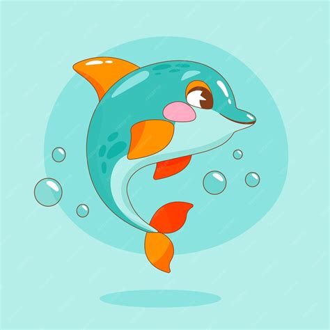 Premium Vector Hand Drawn Dolphin Cartoon Illustration