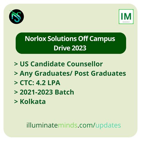 Norlox Solutions Off Campus Drive Us Candidate Counsellor Any