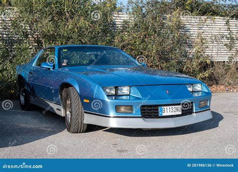 Closeup Of A Blue Third Generation Chevrolet Camaro Classic Muscle