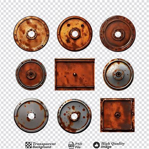 Premium PSD Collection Set Of Rusty Metal Plates Isolated On