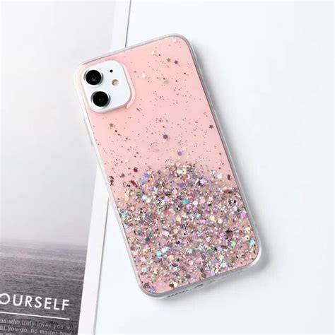 Funda de teléfono transparente de lentejuelas brillantes de lujo para