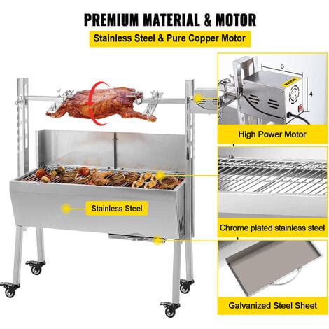 VEVOR 40KG Barbecue A Charbon Tournebroche Electrique En Acier Inox