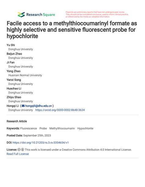 Pdf Facile Access To A Methylthiocoumarinyl Formate As Highly