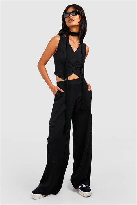 Jersey Crepe Waistcoat And Wide Leg Trousers Boohoo