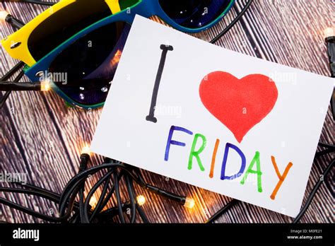 Hand Writing Text Caption Inspiration Showing I Love Friday Concept