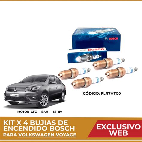 Kit 4 Bujias De Encendido Bosch Para Volkswagen Voyage Lubritodo