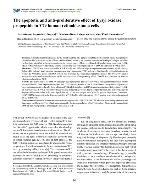 Pdf The Apoptotic And Anti Proliferative Effect Of Lysyl Oxidase