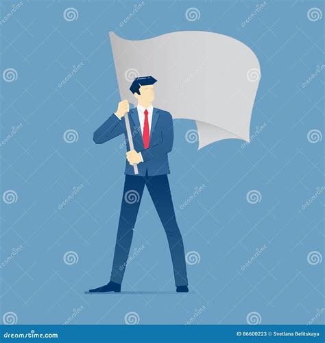 Businessman Stands And Holds A Flag Stock Illustration Illustration