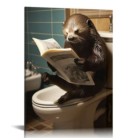 Nawypu Little Sea Otter Poster Canvas Wall Art For Bathroom Funny