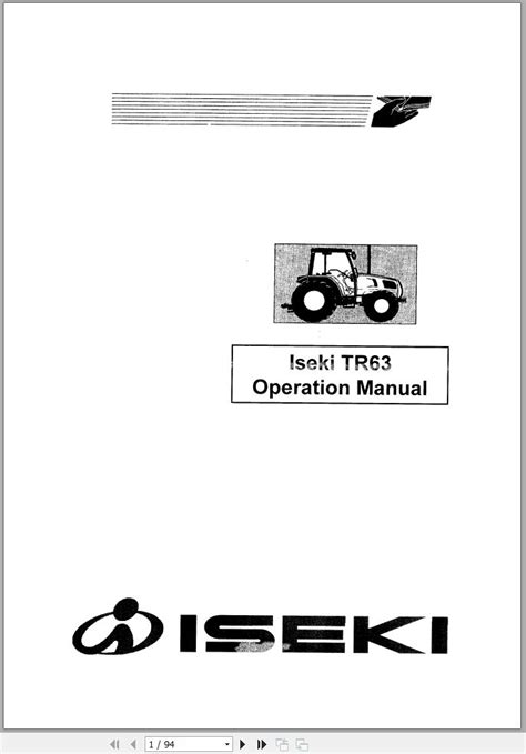 Iseki Tractor TR63 Operators Manual And Diagram