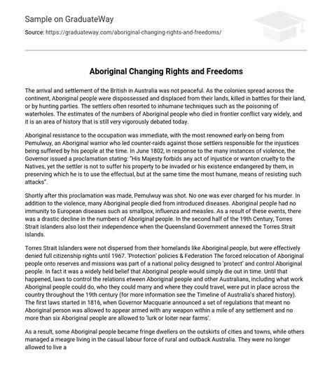 ⇉aboriginal Changing Rights And Freedoms Essay Example Graduateway