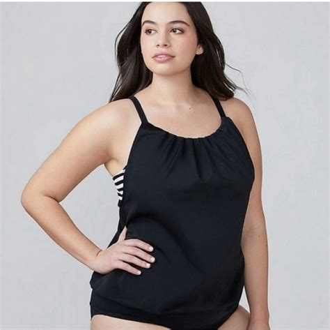 Cacique Swim Cacique Blouson Swim Tankini Top Builtin Nowire Bra