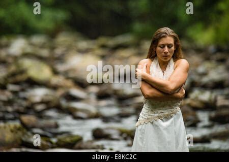 Woman Shivering With Cold Stock Photo Alamy